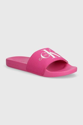 Pantofle Calvin Klein Jeans SLIDE MONOGRAM CO dámské, bílá barva, YW0YW00103