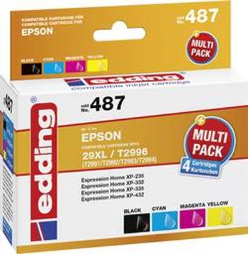 Edding Ink náhradní Epson 29XL, T2996, T2991, T2992, T2993, T2994 kompatibilní kombinované balení černá, azurová, purppurová, žlutá edding 487 18-487