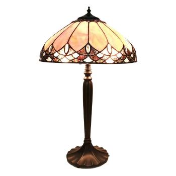 Stolní lampa Tiffany s béžovým stínidlem Faone - Ø 39*63 cm E27/max 2*60W 5LL-6173