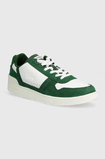 Kožené sneakers boty Lacoste T-Clip Contrasted Leather zelená barva, 47SMA0070