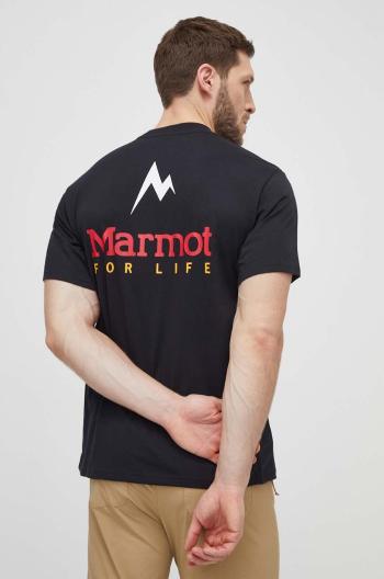 Sportovní tričko Marmot Marmot For Life černá barva, s potiskem