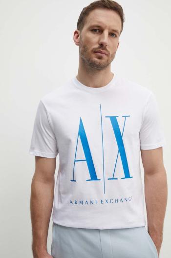 Bavlněné tričko Armani Exchange bílá barva, s potiskem