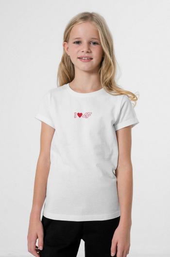 Dětské bavlněné tričko 4F bílá barva
