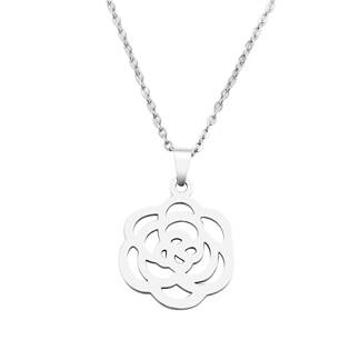 Šperky4U Ocelový náhrdelník s růžičkou - OPD0205-ST