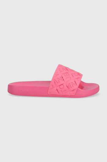 Pantofle Tommy Jeans Woven Poolslide dámské, růžová barva