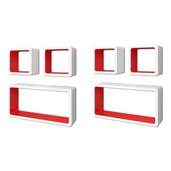 Nástěnné police krychlové 6 ks bílé a červené 275979 (1749,17)