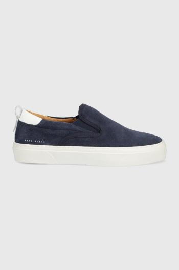 Semišové tenisky Pepe Jeans Yogi Slip On pánské, tmavomodrá barva