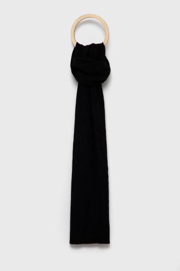 Vlněná šála Polo Ralph Lauren černá barva, hladká