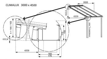 Hliníková pergola 300 cm antracit / polykarbonát Dekorhome 450 cm