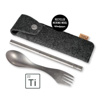 Light My Fire Spork´n Straw Kit Titanium in Merinowool Case