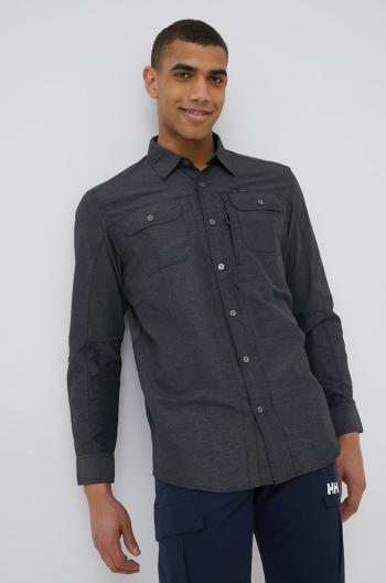 Košile Wrangler pánská, šedá barva, regular, s klasickým límcem