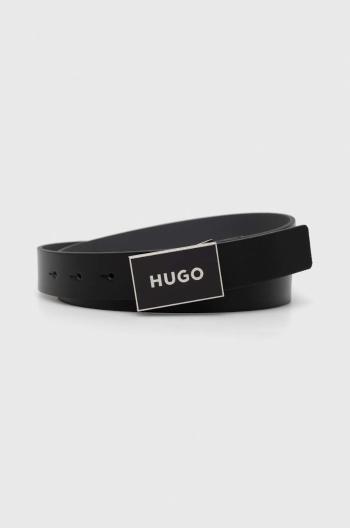 Kožený pásek HUGO pánský, černá barva