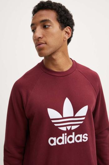 Bavlněná mikina adidas Originals pánská, červená barva, vzorovaná, IA4856-red