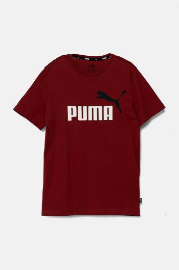 Dětské bavlněné tričko Puma vínová barva, s potiskem