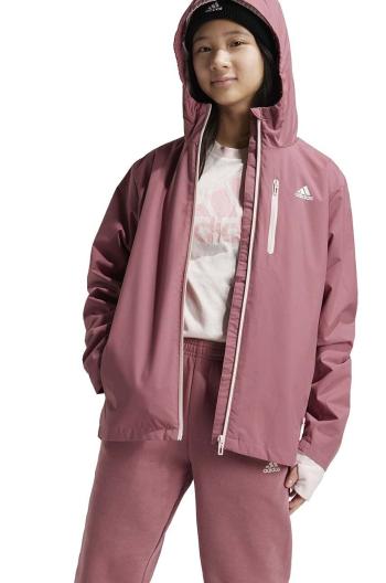 Dětská bunda adidas J 2in1KT růžová barva, IW0546