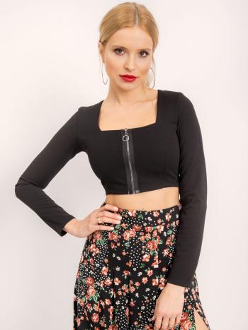 DÁMSKÝ ČERNÝ TOP SE ZIPEM BSL-BZ-14658-BLACK Velikost: XS