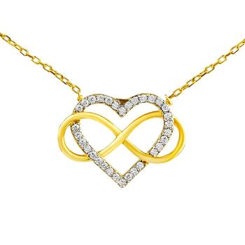 Silvego Stříbrný/pozlacený náhrdelník Belisa srdce a Infinity s Brilliance Zirconia PRGPK0068N