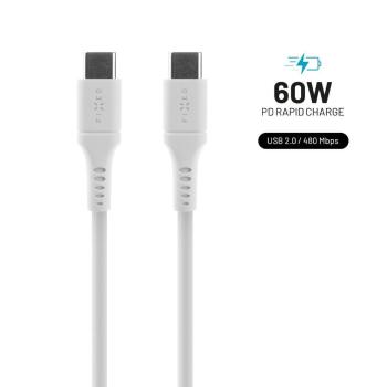 FIXED Nabíjecí a datový Liquid silicone kabel s konektory USB-C/USB-C a podporou PD, 1.2m, USB 2.0, 60W FIXDLS-CC12-WH, bílý