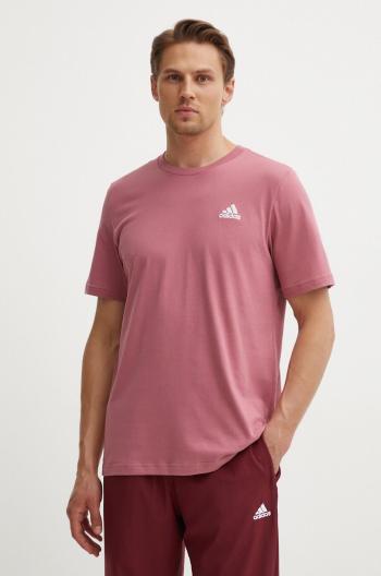 Bavlněné tričko adidas Essentials růžová barva, IX0120