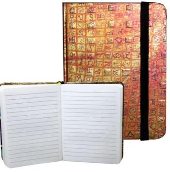 Ivana Kohoutová zápisník s gumičkou 95 x 140 mm zlatý s červenou mřížkou