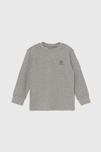 Dětská bavlněná mikina adidas Originals LONG SLEEVE šedá barva, s aplikací, IW1018