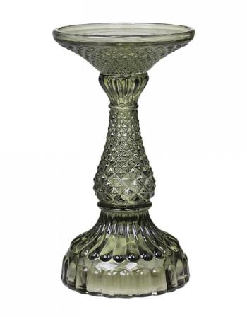 Zelený skleněný svícen Diamond - Ø 9*17 cm 71514-21