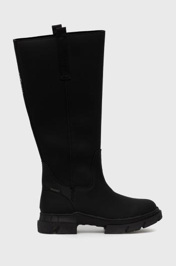 Kozačky Wrangler Atlanta Boot dámské, černá barva, na plochém podpatku