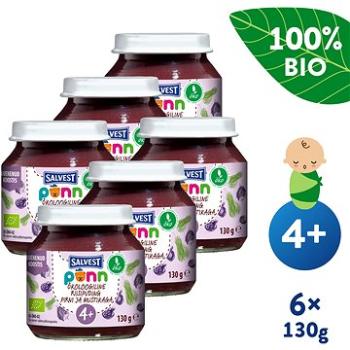 SALVEST Ponn BIO Hruškovo-borůvkové pyré s jáhly (6× 130 g) (4740073076125)