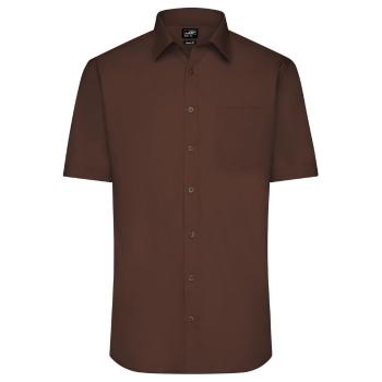 James & Nicholson Pánská košile s krátkým rukávem JN680 - Hnědá | XL