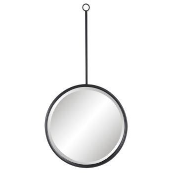 Černé kulaté kovové nástěnné zrcadlo - Ø 40*3*77 cm 52S129