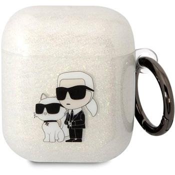 Karl Lagerfeld 3D Logo NFT Karl and Choupette TPU Glitter Pouzdro pro Airpods 1/2 White (KLA2HNKCTGT)