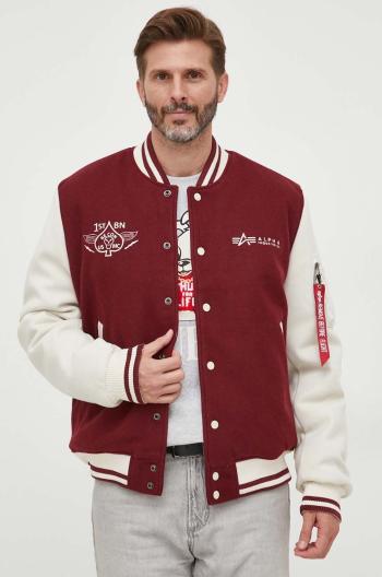 Bomber bunda Alpha Industries Varsity Air Force Jacket vínová barva, přechodná