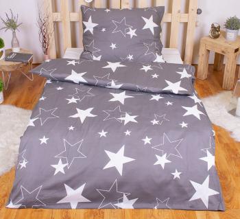 TP Krepové povlečení PREMIUM 140x200+70x90 - Grey stars