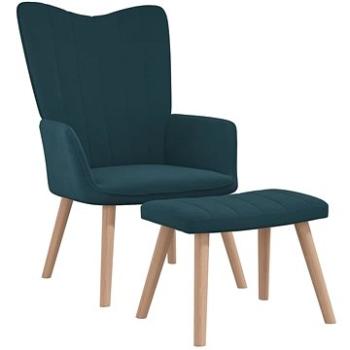 Relaxační křeslo se stoličkou modré samet , 327676 (327676)