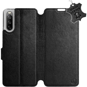 Kožené flip pouzdro na mobil Sony Xperia 10 III - Černé - Black Leather (5903516728237)