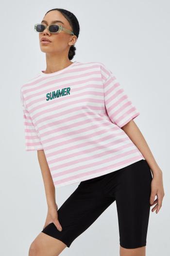 Bavlněné tričko Vero Moda růžová barva