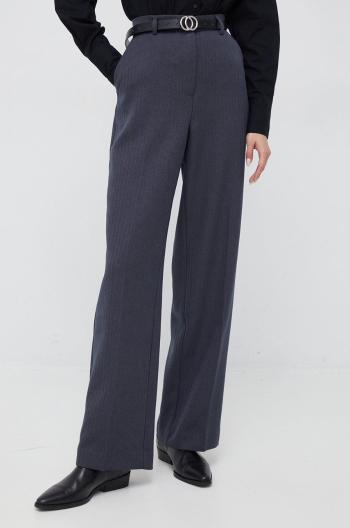 Kalhoty Vero Moda dámské, šedá barva, jednoduché, high waist