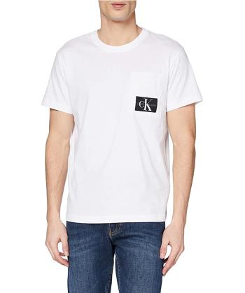 Calvin Klein Calvin Klein pánské bílé tričko MIXED MEDIA NYLON POCKET TEE