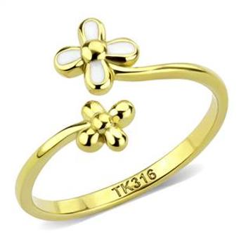 Šperky4U Zlacený ocelový prsten s kytičkami - velikost 55 - AL-0045-55