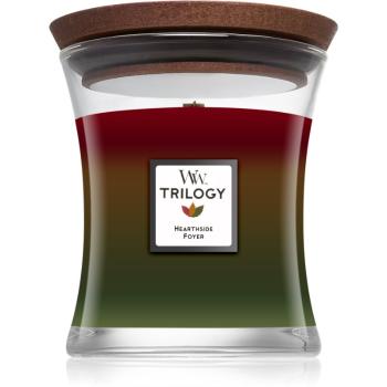 Woodwick Trilogy Hearthside vonná svíčka s dřevěným knotem 275 g