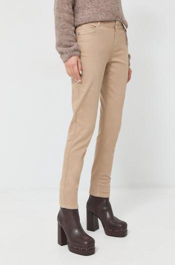 Kalhoty Morgan dámské, béžová barva, přiléhavé, high waist