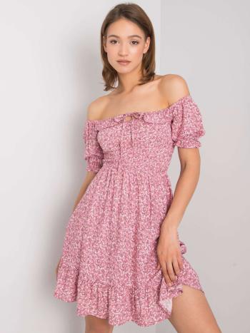 Růžové dámské květinové mini šaty RO-SK-2522.17-pink Velikost: L