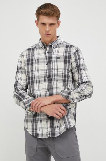 Košile Columbia pánská, šedá barva, regular, s límečkem button-down