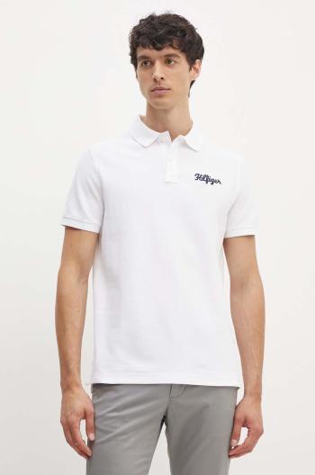 Bavlněné polo tričko Tommy Hilfiger bílá barva, s aplikací, MW0MW35603