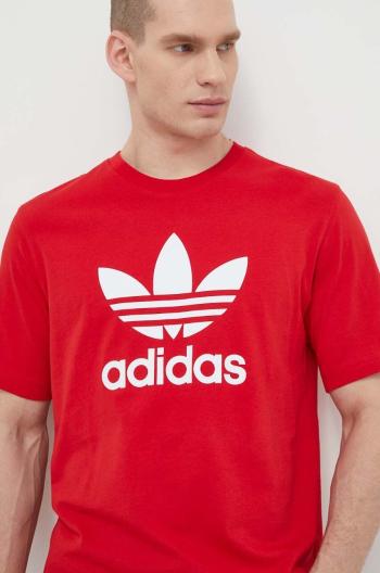 Bavlněné tričko adidas Originals Trefoil červená barva, s potiskem, IR8009