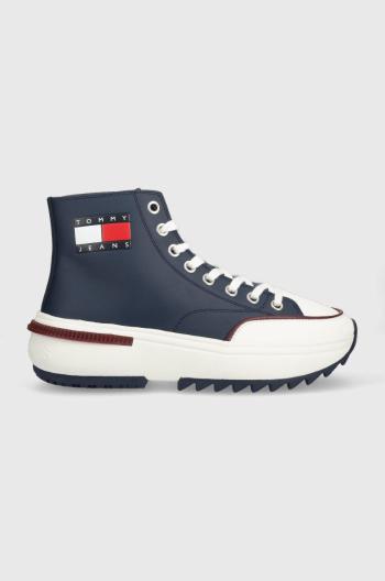 Kožené kecky Tommy Jeans Tj Mens Cleat Run tmavomodrá barva