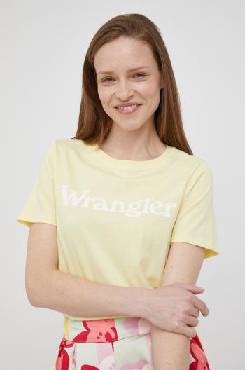Bavlněné tričko Wrangler žlutá barva