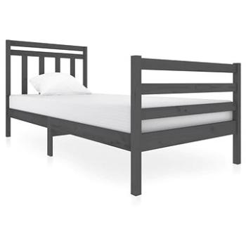 Rám postele šedý masivní dřevo 90 × 200 cm, 3100641 (3100641)