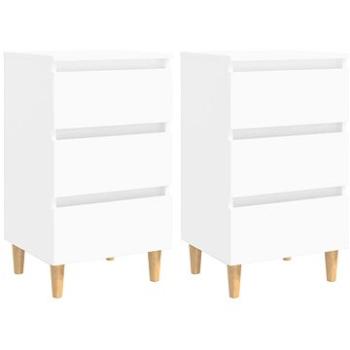 Noční stolky s dřevěnými nohami 2 ks bílé 40 × 35 × 69 cm (805888)