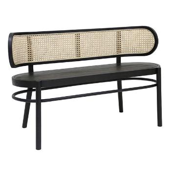 Černá retro dřevěná lavice Webbing - 121*45*74 cm MZM4652